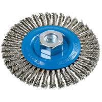 Stringer Bead Knotted Wire Brush, 4-1/2" Dia., 0.02" Fill, 5/8"-11 Arbor, Aluminum/Stainless Steel M & M Nord Ouest Inc