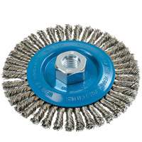 Knot-Twisted Stringer Bead Wire Wheel, 5" Dia., 0.02" Fill, 5/8"-11 Arbor, Aluminum/Stainless Steel M & M Nord Ouest Inc