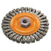 Wide Knotted Wire Wheel Brush, 4" Dia., 0.02" Fill, 5/8"-11 Arbor, Steel M & M Nord Ouest Inc