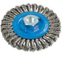 Brosse rotative &agrave; fils nou&eacute;s large, Dia. 4-1/2", Fils 0,02", Arbre 5/8"-11, Aluminium/Acier inoxydable M & M Nord Ouest Inc