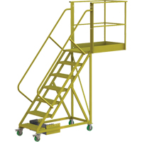 Cantilever Rolling Ladder, Unsupported, 7 Steps, 40" Platform Depth, 70" Platform Height M & M Nord Ouest Inc