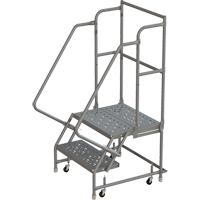 Escabeaux roulants &agrave; dessus profond, 2 marches, Largeur de la marche 16", Hauteur de la plateforme 20", Acier M & M Nord Ouest Inc