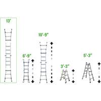 Telescoping Multi-Position Ladder, 2.916' - 9.75', Aluminum, 300 lbs., CSA Grade 1A VD689 | M & M Nord Ouest Inc