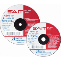 Meule &agrave; tronçonner, 4" x 0,045", Arbre de 5/8", Type 27, Oxyde d'aluminium, 13500 Tr/min M & M Nord Ouest Inc