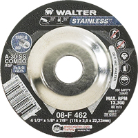Depressed Centre Grinding Wheels - Stainless Type 27, 4-1/2" x 1/8", 7/8" Arbor, Type 27 M & M Nord Ouest Inc