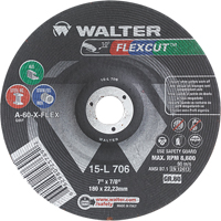 Meules &agrave; moyeu d&eacute;port&eacute; Flexcut, 7", 60 Grain, Oxyde d'aluminium, 7/8", 8600 Tr/min, Type 29 M & M Nord Ouest Inc