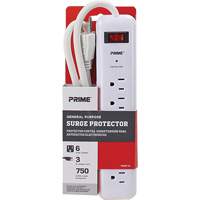 Surge Protector, 6 Outlets, 750 J, 1875, 3' Cord M & M Nord Ouest Inc