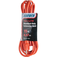 Extension Cord, Indoor/Outdoor, SJTW, 16/3 AWG, 13 A, 15' M & M Nord Ouest Inc