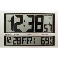 Jumbo Clock, Digital, Battery Operated, 16.5" W x 1.7" D x 11" H, Silver XD075 | M & M Nord Ouest Inc