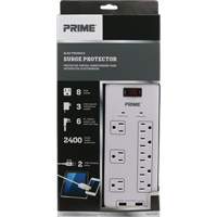 USB Charging Surge Protectors, 8 Outlets, 2400 J, 1875 W, 6' Cord M & M Nord Ouest Inc