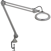 Lampe grossissante, Dioptrie 5, Ampoule DEL, Bras de 45", Pinces serre-joints, Gris M & M Nord Ouest Inc