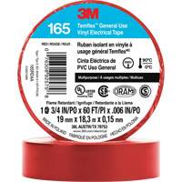 Temflex™ General Use Vinyl Electrical Tape 165, 19 mm (3/4") x 18 M (60'), Red, 6 mils XI867 | M & M Nord Ouest Inc