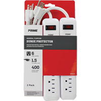 Surge Protector 2-Pack, 6 Outlets, 400 J, 1875 W, 1.5' Cord XJ247 | M & M Nord Ouest Inc